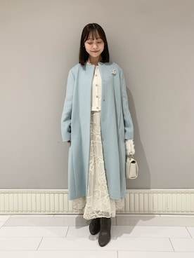 「アイテム（ノーカラーコート）」を使った、CELFORDさん（レディース・153cm）の秋コーディネート