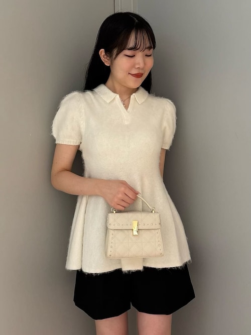 ぷい＊スキッパーペプラムニットプル 半袖ニット CELFORD｜スキッパーペプラムニットプル | Rakuten Fashion(楽天