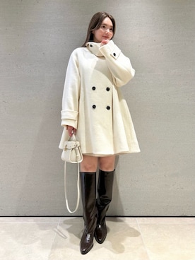 「アイテム（ピーコート、ホワイト系）」を使った、CELFORDさん（レディース・157cm）の秋コーディネート