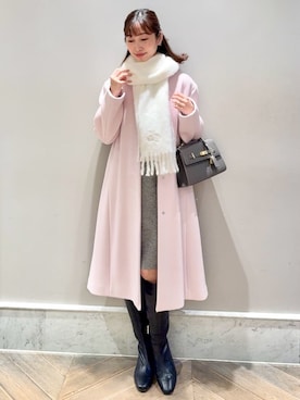 「アイテム（ノーカラーコート）」を使った、CELFORDさん（レディース・159cm）の冬コーディネート