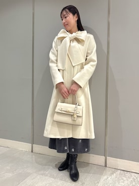 「アイテム（ノーカラージャケット）」を使った、CELFORDさん（レディース・154cm）の冬コーディネート