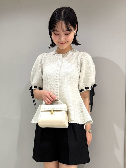 リボンディテールペプラムカーディガン　１回のみ着用 リボンディテールペプラムカーディガン（カーディガン/ボレロ