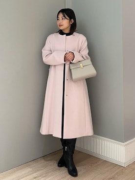 「アイテム（ノーカラーコート）」を使った、CELFORDさん（レディース・152cm）の冬コーディネート