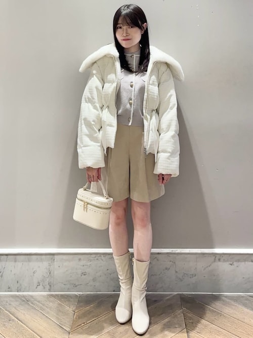 ファー襟付きツイードショートコート（ダウンジャケット/コート