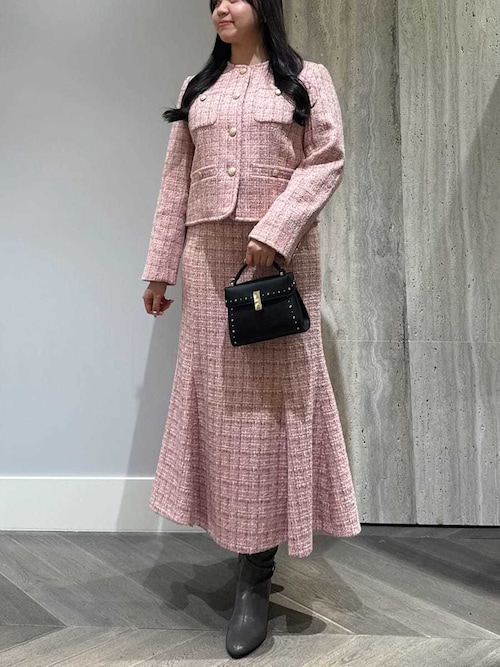 新品タグ付き　セルフォード　マントジャケット　ノーカラージャケット パイピングデザインツイードジャケット（ノーカラージャケット