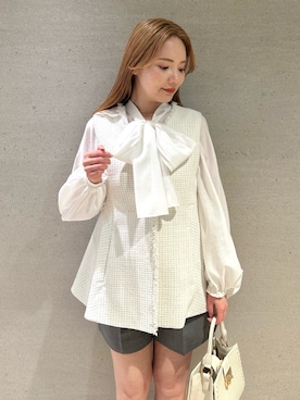 「お呼ばれコーディネート」｜「アイテム（その他アウター）」を使った、CELFORDさん（レディース・157cm）の春コーディネート