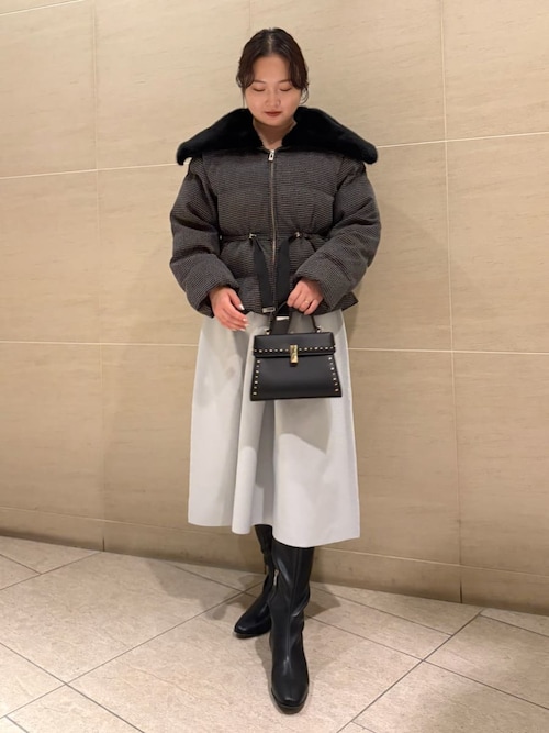 ファー襟付きツイードショートコート（ダウンジャケット/コート