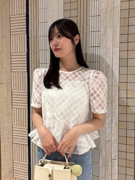 CELFORD（セルフォード）の「ブロックチェックレースブラウス（シャツ