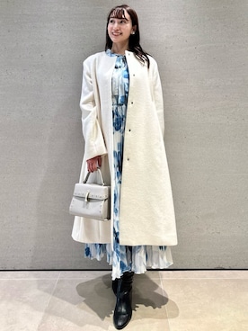 「アイテム（ノーカラーコート）」を使った、CELFORDさん（レディース・154cm）の秋コーディネート