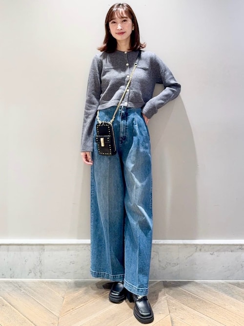 CELFORD WOOLビジュー釦カーディガン BLK F 新品未使用 タグ付き SUPER FINE MERINO WOOLビジュー釦カーディガン(ニットプルオーバー