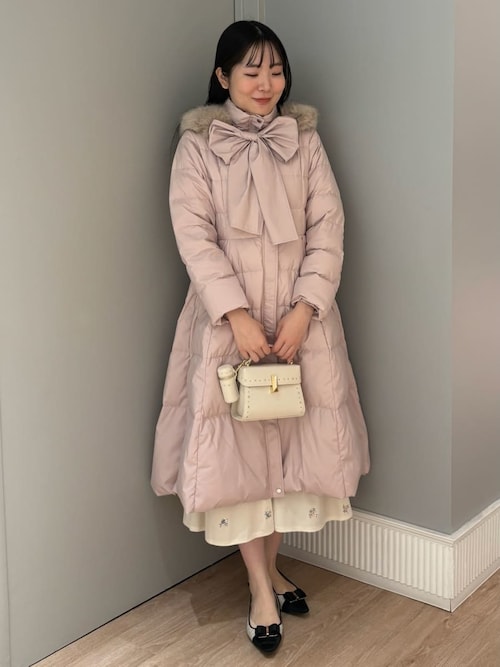 セール】フードリボンロングダウンコート（ダウンジャケット/コート