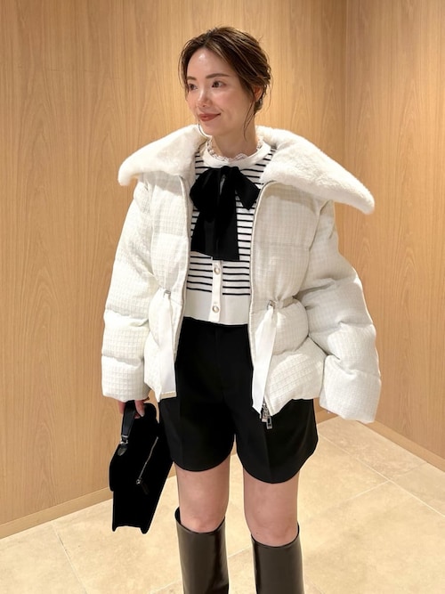 ファー襟付きツイードショートコート（ダウンジャケット/コート