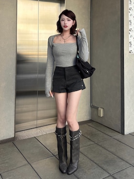 「アイテム（ブーツ、ブルー系）」を使った、naさん（レディース・160cm）の秋コーディネート