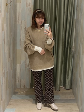 「Petit fleur（プチフルール）のアイテム」を使った、renaさん（レディース・158cm）の冬コーディネート