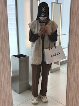 「niko and...（ニコアンド）のアイテム（ノーカラージャケット）」を使った、amu161さん（レディース・161cm）の春コーディネート
