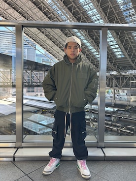 「DANKE SCHON（ダンケシェーン）のアイテム（MA-1）」を使った、田中理登さん（メンズ・164cm）の秋コーディネート