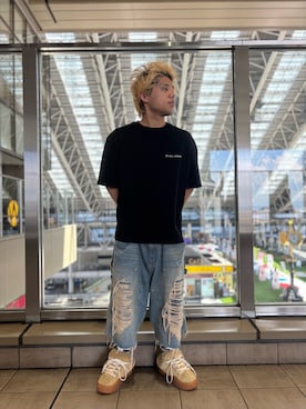 「A4A（エーフォーエー）のアイテム」を使った、田中理登さん（メンズ・164cm）の夏コーディネート