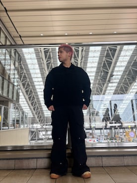 「アイテム（デニムジャケット）」を使った、田中理登さん（メンズ・164cm）の秋コーディネート