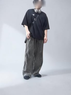 「WESTSEA（ウエストシー）のTASOGARE GIRL ポンチ 半袖TEE 接触冷感（Tシャツ/カットソー、ブラック系）」を使った、Konさん（メンズ・165cm）の夏コーディネート
