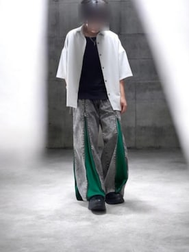 「Loose/ルース（ルース）のドレープトロミ ルーズシャツ（シャツ/ブラウス、グレー系）」を使った、Konさん（メンズ・165cm）の夏コーディネート