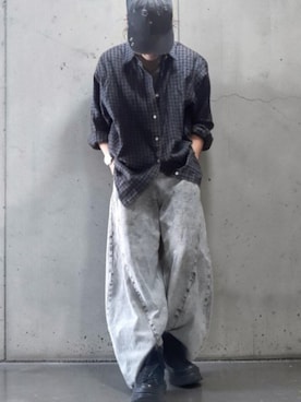 「ADRER（アドラー）のTHE CAP -deep & wide frame- / ザ・キャップ -ディープ＆ワイドフレーム（キャップ、ブラック系）」を使った、Konさん（メンズ・165cm）の秋コーディネート
