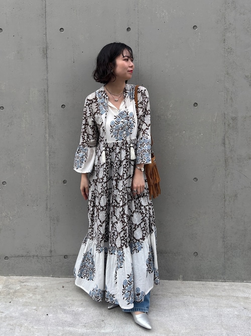 美品 &yarn コットンデザインワンピース　インド製 美品 &yarn コットンデザインワンピースインド製