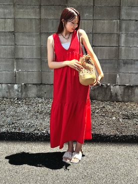 「EVOL（イーボル）のアイテム（サンダル）」を使った、ʜ ᴀ ʀ ᴜ ɴ ᴏさん（レディース・164cm）の夏コーディネート