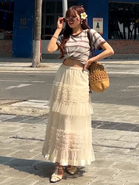 「Heather（ヘザー）のアイテム」を使った、ʜ ᴀ ʀ ᴜ ɴ ᴏ /プチプラコーデさん（レディース・164cm）の夏コーディネート