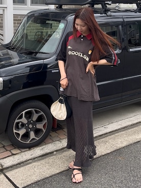「アイテム（ポロシャツ）」を使った、ʜ ᴀ ʀ ᴜ ɴ ᴏ /プチプラコーデさん（レディース・164cm）の夏コーディネート