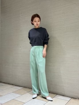 「パーソナルカラー_SPRING」｜「アイテム（スウェット）」を使った、仲（naka）さん（レディース・163cm）の冬コーディネート