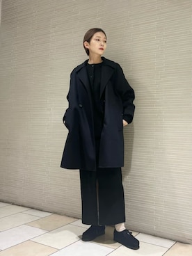 「アイテム（ポンチョ）」を使った、仲（naka）さん（レディース・163cm）の冬コーディネート