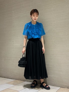 「UNITED ARROWS（ユナイテッドアローズ）のアイテム（かごバッグ）」を使った、仲（naka）さん（レディース・163cm）の春コーディネート