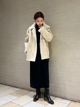 「パーソナルカラー_SPRING」｜「アイテム（ジャケット/アウター）」を使った、仲（naka）さん（レディース・163cm）の冬コーディネート