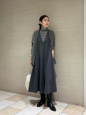 「UNITED ARROWS（ユナイテッドアローズ）のアイテム（カーディガン/ボレロ）」を使った、仲（naka）さん（レディース・163cm）の冬コーディネート