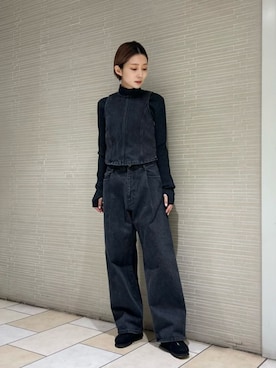 「パーソナルカラー_SPRING」｜「アイテム（モカシン/デッキシューズ）」を使った、仲（naka）さん（レディース・163cm）の冬コーディネート