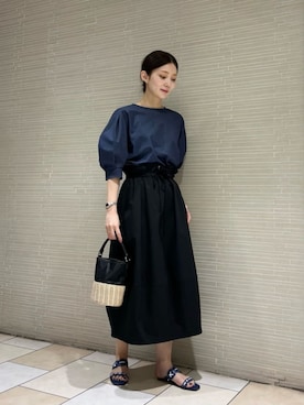 「UNITED ARROWS（ユナイテッドアローズ）のアイテム（かごバッグ）」を使った、仲（naka）さん（レディース・163cm）の春コーディネート