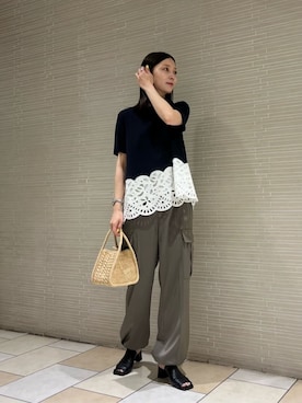 「UNITED ARROWS（ユナイテッドアローズ）のアイテム（カーゴパンツ）」を使った、仲（naka）さん（レディース・163cm）の春コーディネート