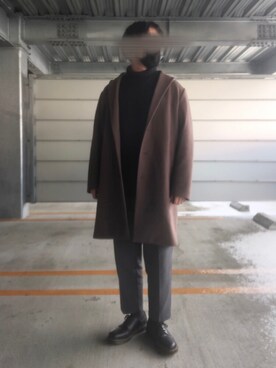 「LAKOLE（ラコレ）のアイテム（チェスターコート）」を使った、🍊みずき🍊さん（メンズ・172cm）の冬コーディネート