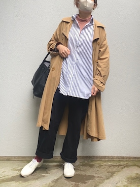 「Libra Cue（リブラ キュー）のアイテム（トレンチコート）」を使った、ヤスカタフクさん（レディース・166cm）の春コーディネート