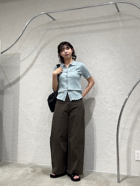 「KBF（ケイビーエフ）のビスチェSETニットシャツ（ニット/セーター、ブルー系）」を使った、ゆちさん（レディース・170cm）の夏コーディネート