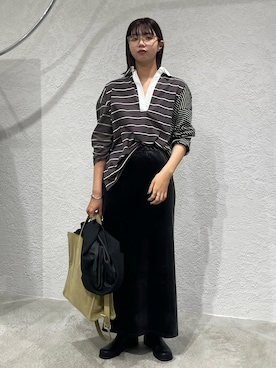 「アイテム（トートバッグ、パープル系）」を使った、ゆちさん（レディース・170cm）の秋コーディネート