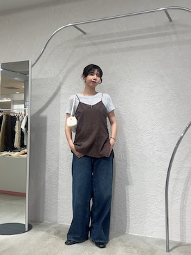 「KBF（ケイビーエフ）のキャミビスチェSETトップス（Tシャツ/カットソー、ブルー系）」を使った、ゆちさん（レディース・170cm）の夏コーディネート