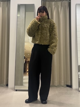 「KBF（ケイビーエフ）のフォルムボアジャケット（その他アウター）」を使った、ゆちさん（レディース・170cm・20代）の秋コーディネート