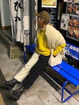 「MAISON SPECIAL（メゾンスペシャル）のソフトコットンスウェットパンツ【MAISON SPECIAL/メゾンスペシャル】（スウェットパンツ、ブラック系）」を使った、yumiko_nさん（レディース・157cm）の冬コーディネート