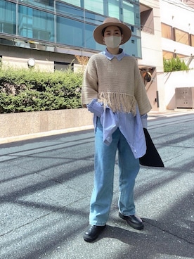 「SLOBE IENA（スローブイエナ）のアイテム（ハット）」を使った、yumiko_nさん（レディース・157cm）の春コーディネート