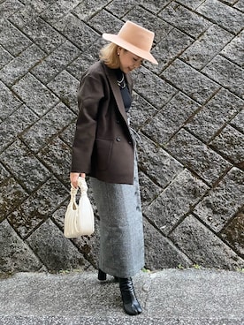 「SLOBE IENA（スローブイエナ）のアイテム（ハット）」を使った、yumiko_nさん（レディース・157cm）の冬コーディネート