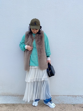 「forksy.（フォルクシー）の2wayスクエアーワンハンドボストンバック/ショルダーバック（ボストンバッグ、ブラック系）」を使った、yumiko_nさん（レディース・157cm）の冬コーディネート