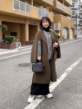 「MAISON SPECIAL（メゾンスペシャル）のアイテム（ステンカラーコート）」を使った、yumiko_nさん（レディース・157cm）の冬コーディネート