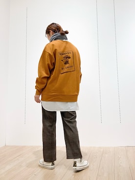 「チェック柄に恋してる」｜「アイテム（スウェット）」を使った、miharu386さん（レディース・160cm）の秋コーディネート