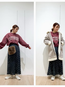 「タイピングコート」｜miharu386さん（レディース・160cm）の冬コーディネート